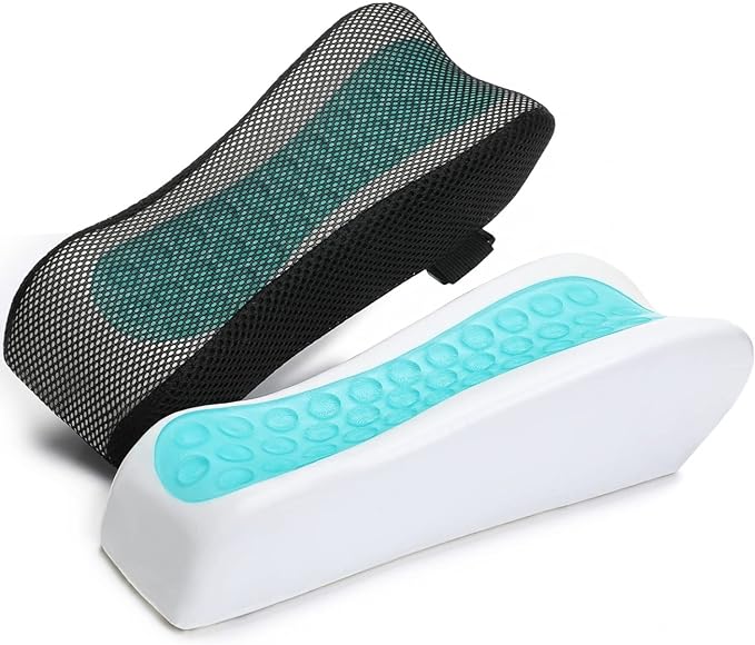 LargeLeaf Chair Ergonomic Armrest Cooling Gel Pads Elbow Pillow Pressure Relief Office Chair Gaming Chair armrest with Memory Foam armrest Pads 2-Piece Set of Chair (Gel+ Memory Foam)