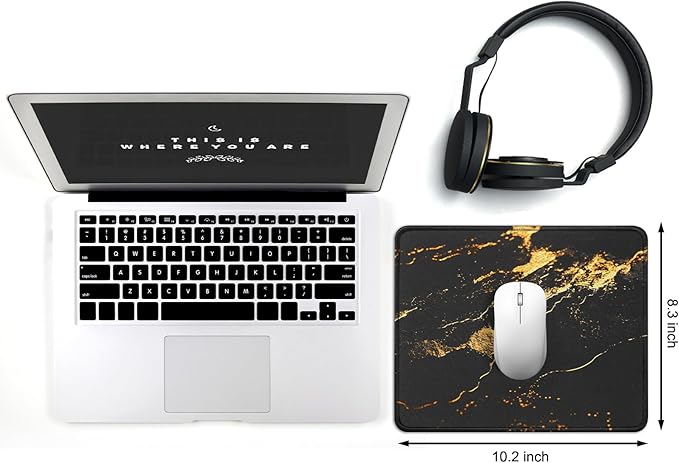 JIKIOU Mouse Pad with Non-Slip Rubber Base, Premium-Textured & Washable Computer Mousepad with Stitched Edges, Mouse Pads for Computers, Laptop, Gaming, Office & Home, 10.2 x 8.3 in Yellow Gilding