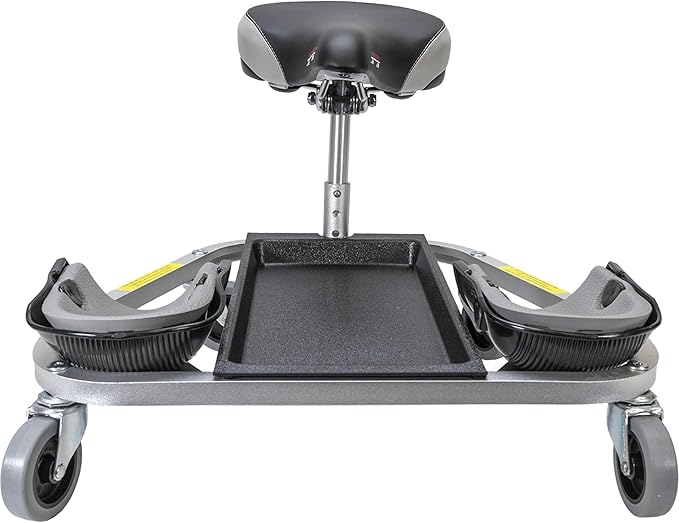 Racatac Kneeling Sitting Creeper with 3 Inch Casters, Rolling Knee Pads with Seat, Adjustable Seat, Knee Pads with Wheels, Made in USA, Floor Creeper, 01RAC3
