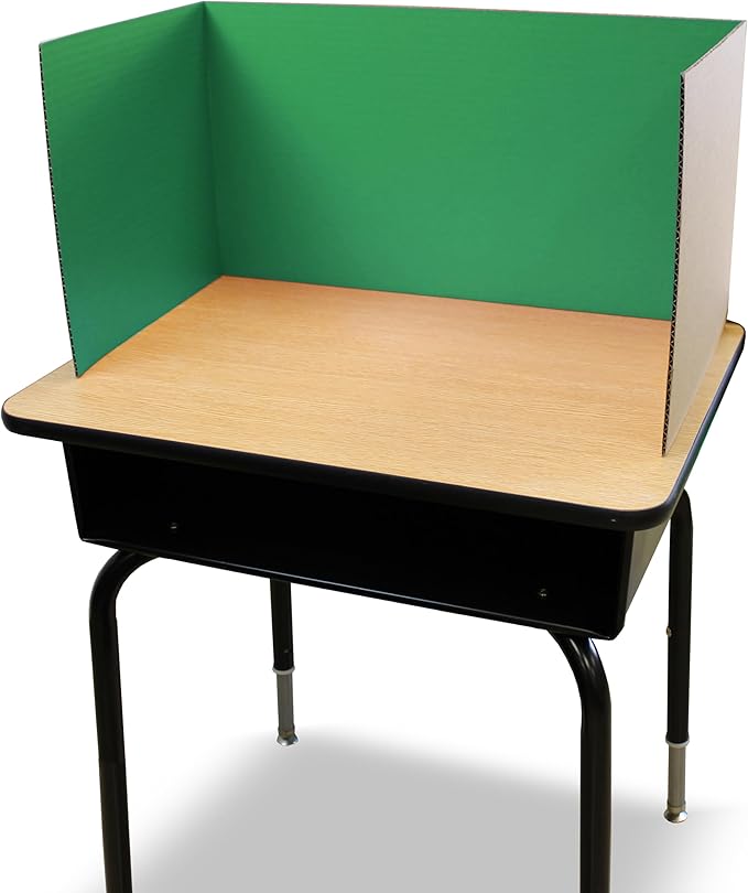 Flipside Products 12 Pack Green Study Carrel, 12”x48” Privacy Boards, Student Privacy and Focus Booth for The Classroom, Desk Divider Cubby for Tests, Made in USA