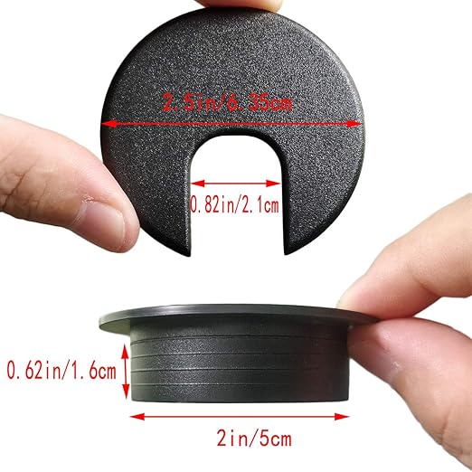 TTSAM Desk Grommet Desk Hole Covers 2 Inch Black Plastic Grommets Table Grommet Cap，Used for Wire and Cable Finishing on Office Computer Desk (Pack of 10)