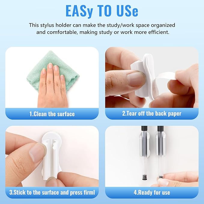 VZZNN Adhesive Pencil Holders for Desk,40 PCS Silicone Pencil Holder for Desk,Marker Holder,Adhesive Pen Holder for Classroom Clipboard Attachment,for School Office Accessories,Teache(White)
