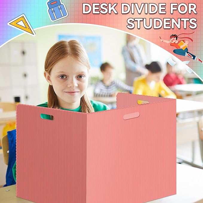 12 Pcs Desk Dividers for Students Classroom Plastic Privacy Folders Colored Test Dividers for Students Desks Trifold Privacy Panel Partitions for School Teacher Supplies(Multicolor)