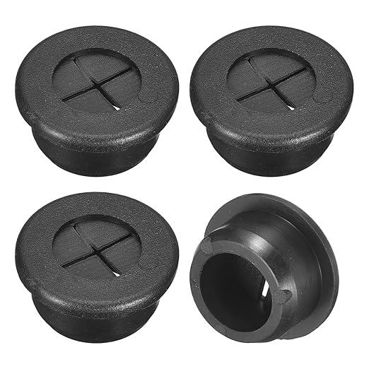 uxcell 4 Pcs Cable Cord Grommet, 13/16 Inch (20mm) Desk Grommet Flexible Rubber Grommets Wire Hole Cover Pass Through for Office Computer Desk Wire Organizer, Black