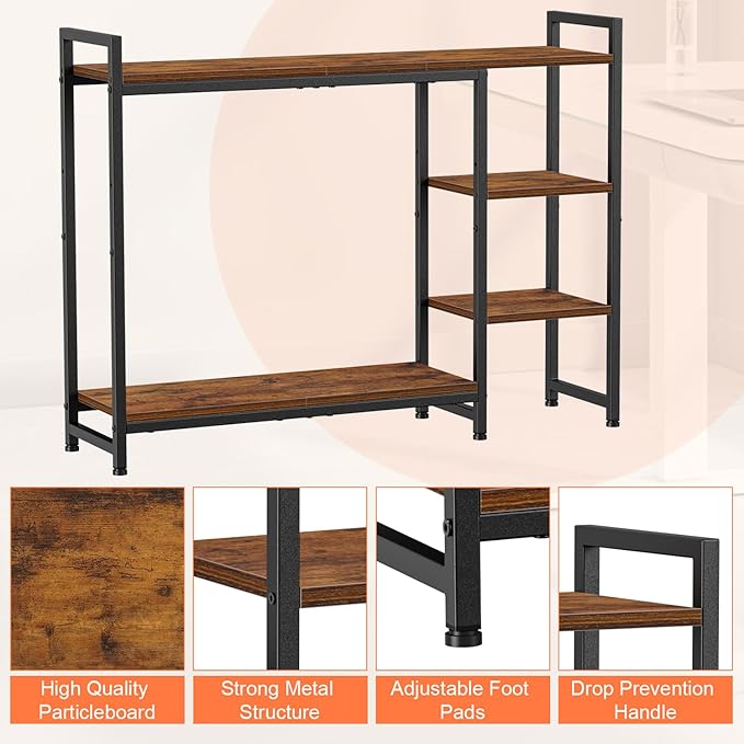 Snughome Desk Shelf, 38.6" Adjustable Desktop Organizer Shelf, Desk Hutch for Computer Monitor Stands, 4 Tier Desktop Display Rack, Wood Desktop Bookshelf Storage Rack for Home Office Dorm