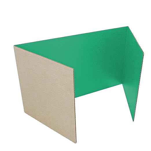 Flipside Products 18”x 48” Green Study Carrel, Privacy Boards, Student Privacy and Focus Booth for The Classroom, Desk Divider Cubby for Tests, Made in USA - 12 Pack