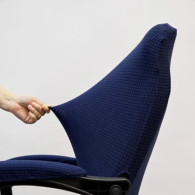 Melaluxe Office Chair Cover with Armrest Covers， Universal Stretch Desk Chair Cover, Computer Chair Slipcovers (Size: L) - Navy