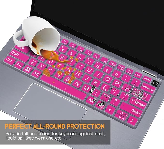 Large Print Keyboard Cover Skin for Dell Latitude 7420 7430 7440 7450 14", Latitude 14" 3440 3450 5420 5430 5431 5440 5450 9420 9430, Latitude 9510 9520 7520 15.6 & 7650 7640 16" Laptop, Hot Pink