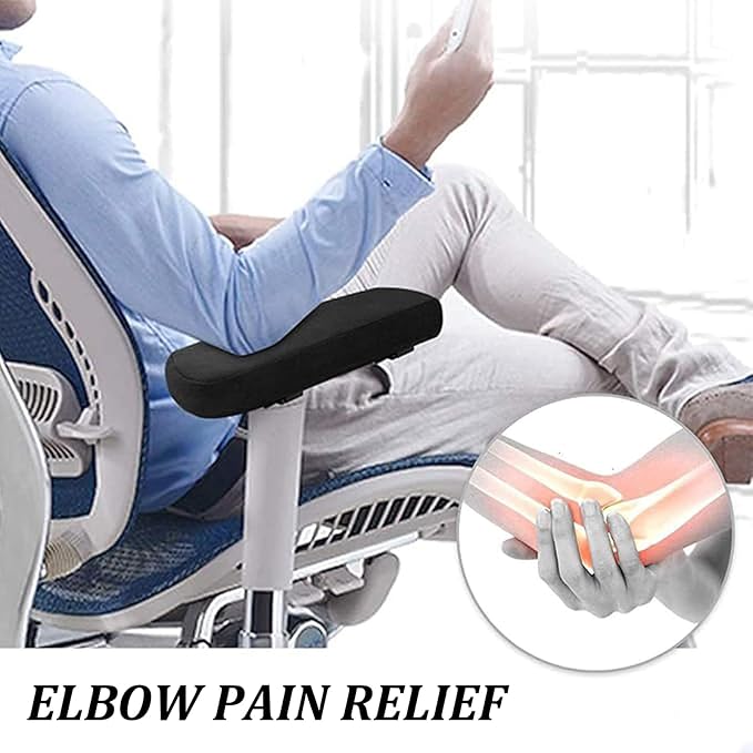 Memory Foam Arm Pads Ergonomic Comfy Rest Elbows Forearms for Office Chairs Provide Elbow Cushioning and Relieve Pressure Chair rmrest Cushions Set of 2 Armrest Covers Black (Black)