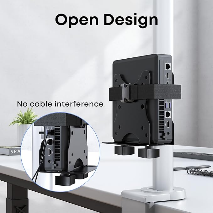 Adjustable Thin Client Mount Bracket - Mount Mini PC to Monitor Arm, Stand Pole, or Under Desk,Supports 0.67" - 2.8" Wide CPU,Black