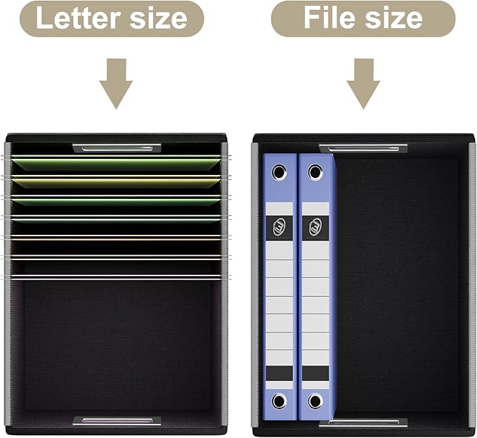 File Organizer Boxes with Lids, Collapsible Faux Leather Hanging File Folder Box Organizer with Plastic Slide, Decorative Home/Office Filing System Boxes for File and Folders Storage