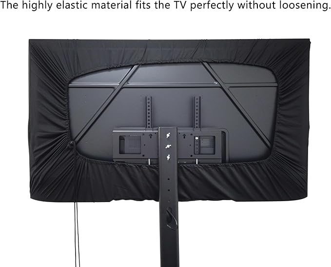 Indoor TV dust cover, elastic fabric with adjustable size, Suitable for most brands of 46-50 inch flat or curved TVs(Black, 46 - 50 inches)