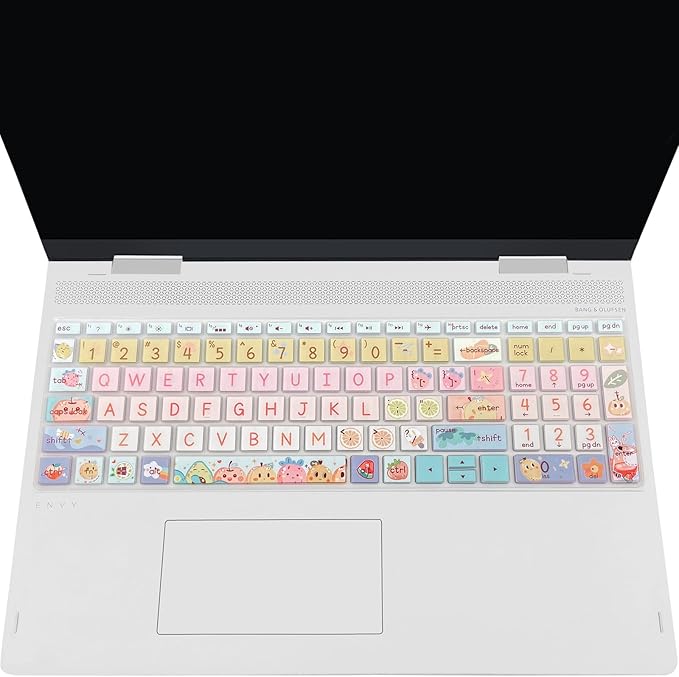 Silicone Keyboard Cover for 15.6 HP Laptop 15-fc 15-fd 15t-fd 15z-fc/HP Pavilion 15-eg 15t-eg 15-eh 15-er, 17z-ca 17-cn 17-cp 17z-cp Model Series,Cute Fruits