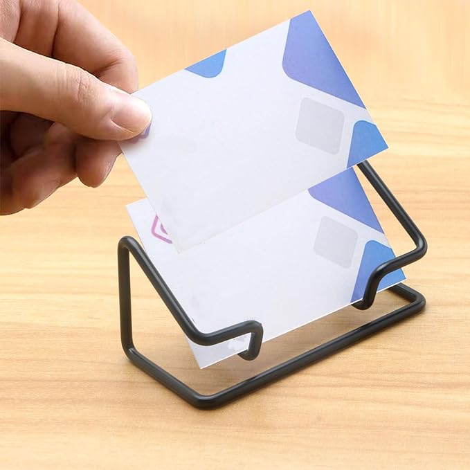 2 Pack Business Metal Business Card Holder office decor Card Holder Desk Display,Business Card Display Stand,for Office Home Desktop (black)