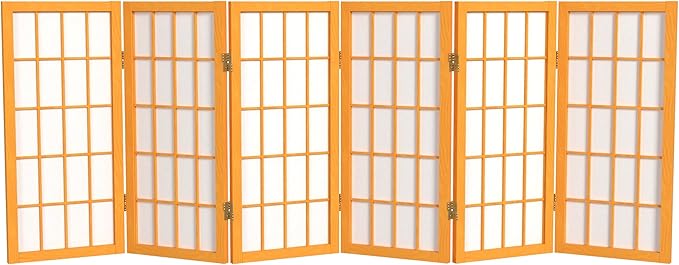 2 ft. Short Desktop Window Pane Shoji Screen - Honey - 6 Panels
