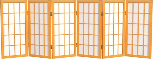 2 ft. Short Desktop Window Pane Shoji Screen - Honey - 6 Panels
