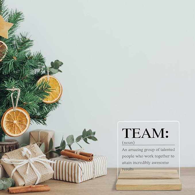 Team Definition Acrylic Plaque, Inspirational Desk Decor Sign for Women Coworker