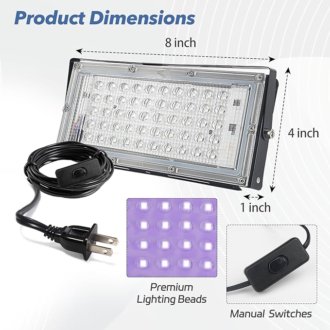 Ecoofor 50W UV Exposure Unit for Screen Printing with Adjustable Stand and Large Top Shelf, UV Lamp for Screen Printing Kit, Photo Emulsion Kit, and Cyanotypes