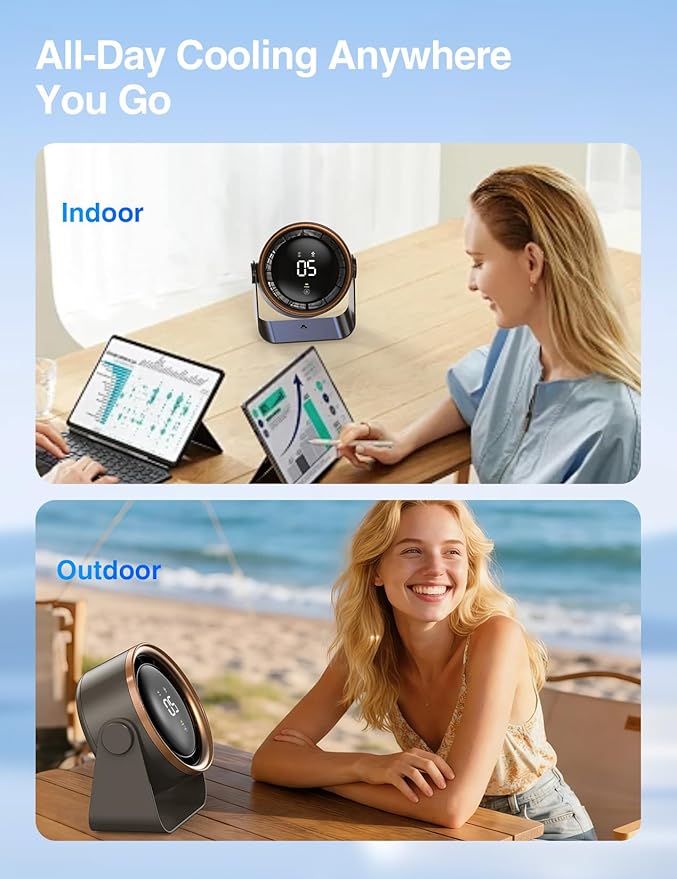 Small Desk Fan, Ultra-Quiet Desktop Air Circulator, Touch Screen Control, Multi-Speed Desktop Fan with LED Light, Quiet Table Fan for Bedroom