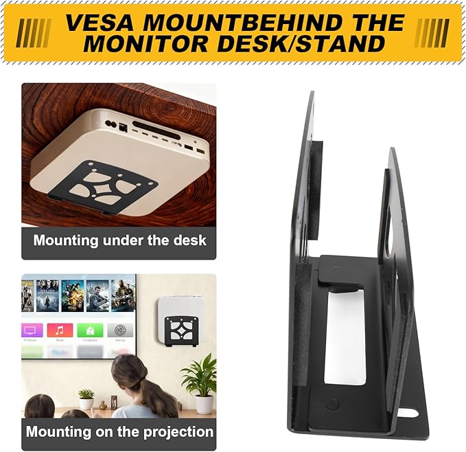 Adjustable Small Device Holder, Wall Mount or VESA Mount Streaming Media Player Stand for WII, Switch, Laptop, PC, PS4, Cable Boxes, Modems,Router,Power,mini pc,Mac mini,OptiPlex MFF etc.