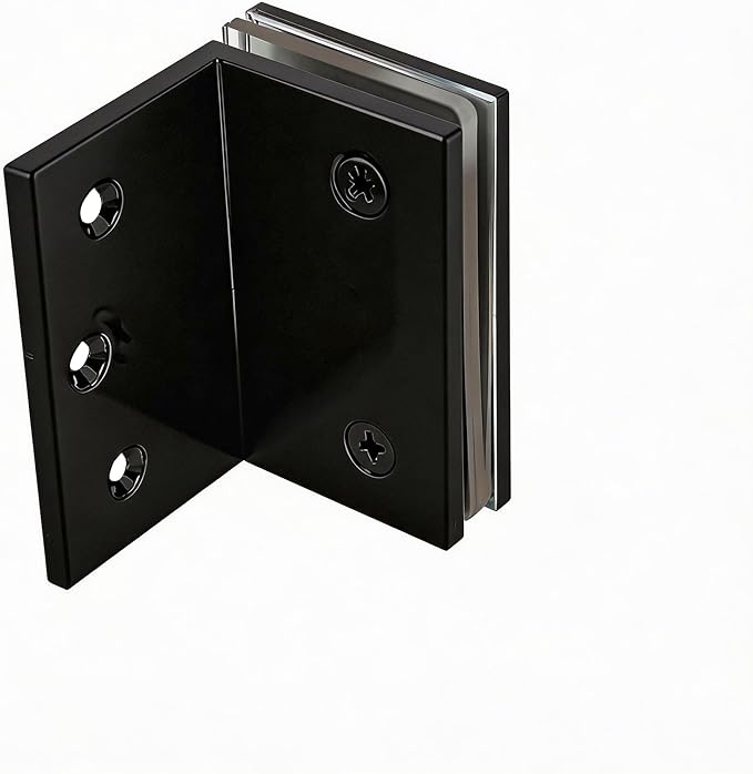 Glass Clamp, Heavy Duty Solid Brass Shower Clip for 5/16" to 1/2" (8-12mm) Glass, Wall or Floor Installation, Matte Black
