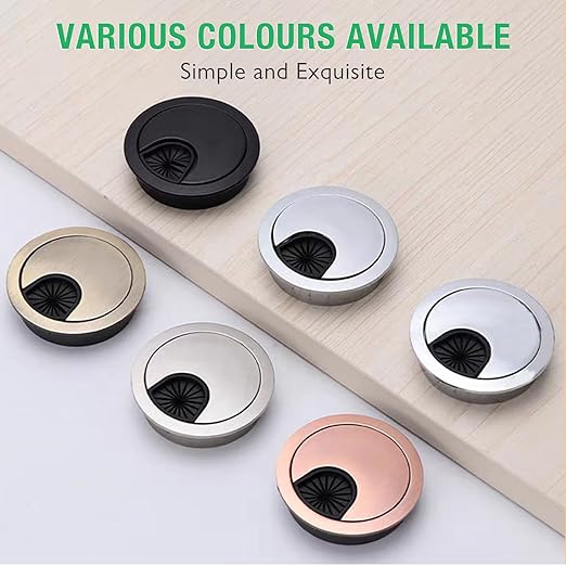 EASYEAH 1 Pcs Desk Grommet 3-1/8" / 80 mm, Desk Cord Hole Cover, Cable Grommet Metal Zinc Alloy Materilal, Desk Hole Grommet for Home & Office Pc, Detachable Cable Cord Organizer-Flat Black