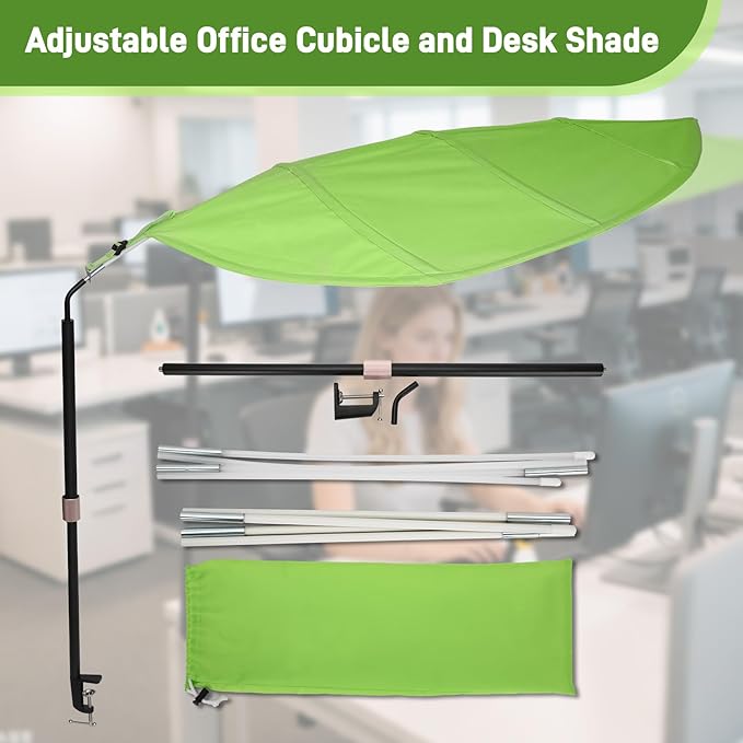 P Polerden Green Leaf Office Cubicle Light Shield and Desk Shade (Cubicle Shade) – Adjustable, UV-Resistant – Blocks Overhead Light, Glare and AC Airflow, Ideal for Light Sensitive Workers
