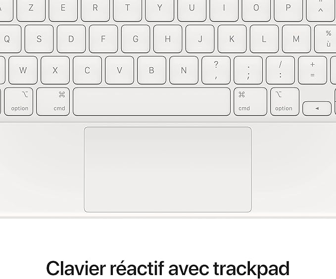 Apple Magic Keyboard: iPad Keyboard case for iPad Pro 11-inch (1st, 2nd, 3rd, 4th gen) and iPad Air (4th, 5th gen, and M2), Great Typing Experience, Built-in trackpad, French - White