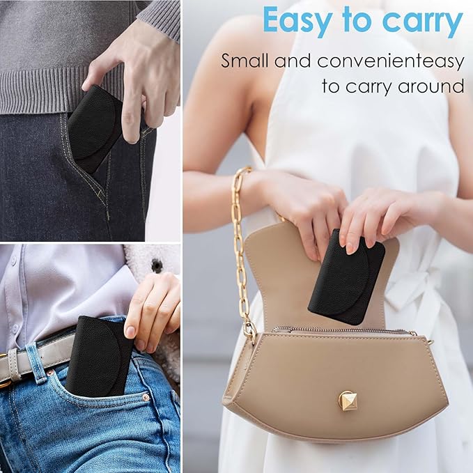 Business Card Holder，PU Leather Business Card Case Color Printing Pattern Card Holder Wallet，Pockets Magnetic Credit Card Holders for Men and Women，Black