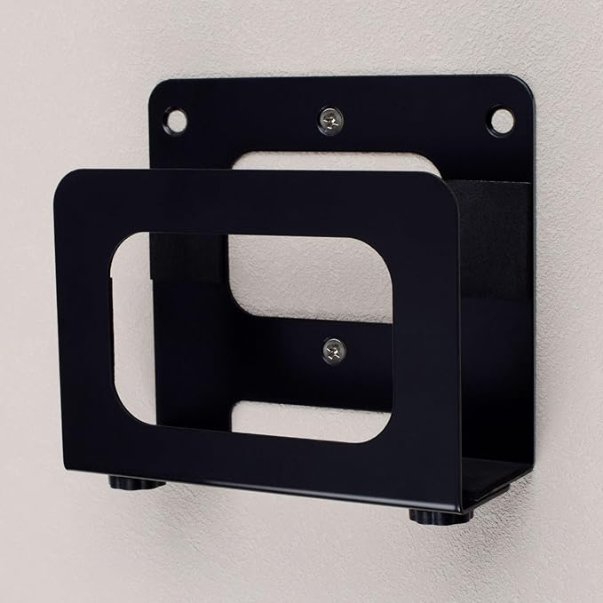 Adjustable Cable Box Wall Mount Small Device Modem Wall Mount Holder for Small and Wide Media Players Like Apple TV, Roku, Cable Boxes, ,Mac mini M4,DVD Players, Routers, Modems,WII(Black-Wide)