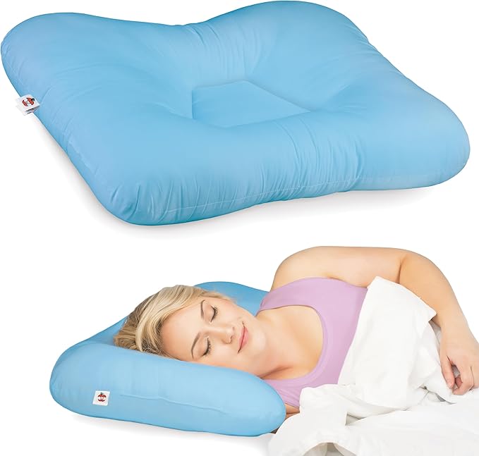 Core Products Tri-Core Cervical Support Pillow – Gentle (Medium Firmness) Orthopedic Neck Pillow for Pain Relief, Back and Side Sleepers – Ergonomic Contour Pillow – Assembled in USA, Full Size, Blue