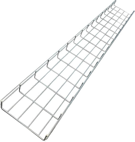 Kable Kontrol Cable Tray - 5 Feet Long x 8" W x 6” H - 10 Pcs Bulk Pack - Wire Mesh Tray Cable Management Rack Cords Organizer Cable Basket, Zinc Plated Steel NEC Approved for Network, Fiber Optic