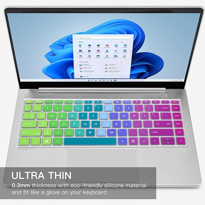 Colorful Keyboard Cover for HP Probook 440 445 G8 G9 G10 14 inch 2023 2022, HP Probook 640 G7 G8 14" Notebook Protector Skin(Not Fit Probook 440 445 G5 G6 G7 G11) -Rainbow