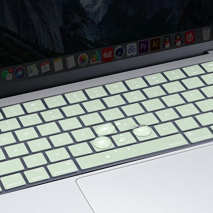MOSISO Keyboard Cover Skin Compatible with MacBook Air 15 inch M3 A3114 M2 A2941/Air 13.6 A3113 A2681/Pro 14/16 M4 M3 M2 M1, Honeydew Green