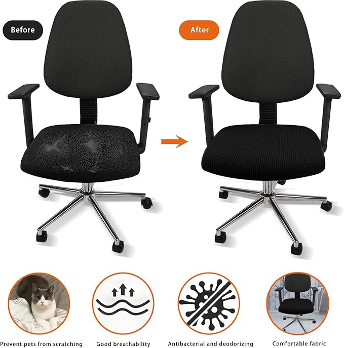 DHXYZZB Office Chair Seat Cover with Armrest Cover Universal Fit Dining Room Chair Covers Stretch Washable Waterproof Slipcover Protector for Desk Swivel Computer Chairs