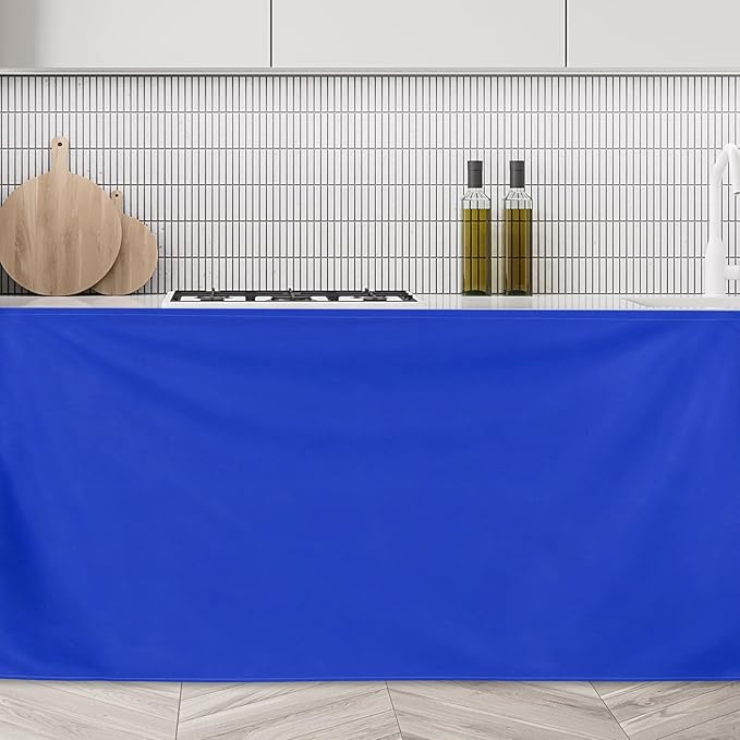 uxcell Cabinet Curtains, Dust Proof Privacy Drape Short Curtain, Hook & Loop Under The Desk Skirt for Kitchen Bathroom Closet Storage Room (51.1" W x 27.6" H, Bright Blue)