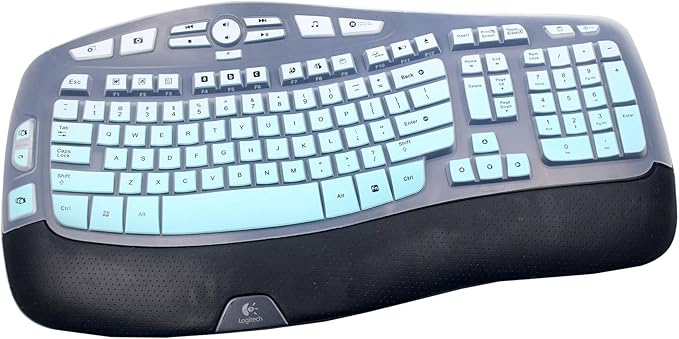 Silicone Keyboard Skin Cover Compatible for Logitech K350 MK550 MK570 Wireless Wave Keyboard, Logitech K350 MK550 MK570 Keyboard Skin (Ombre Mint)