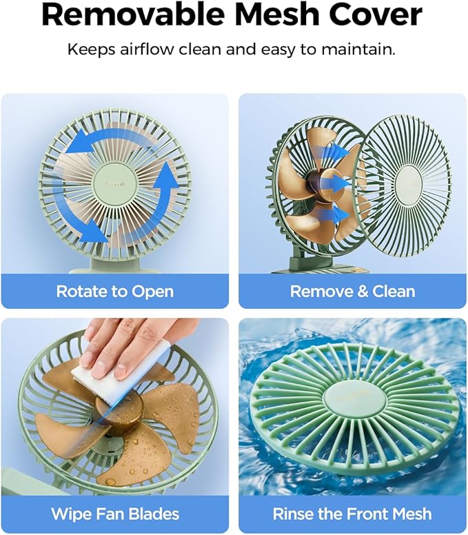 Funme Desk Fan, Small But Powerful, 6700mAh Personal Portable 3 Speeds, 23H Max Cooling Time, Adjustable Mini Table Desktop fan for Cooling Home Office Bedroom Summer Travel, Green Standard