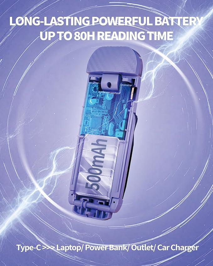 HEMONNKAM Book Reading Light, 2 Pack Rechargeable Clip on Booklight, Eye Caring 3 Color Temperatures & 5 Brightness Levels, Night Use for Bed, Long Lasting, Reading at Night in Bed, Purple+Light Blue