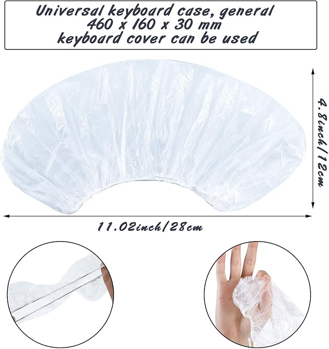 Weewooday 60 Pcs Universal Disposable Keyboard Protector Cover 0.025mm Wipeable Fully Covered Waterproof Anti-Dust Keyboard Protector for Computer Desktop Schools Office Supplies