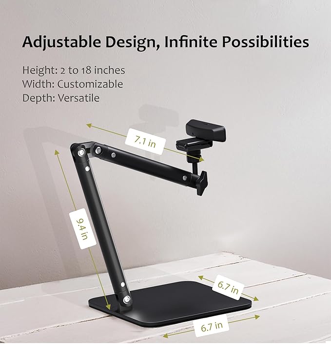 Lufia Webcam Camera Stand, Phone Mount, Sturdy Desk Mount for Webcam C922 C930e C920S C920 C615 C960 C920x BRIO 4K, Phone Mount, Right Light with 1/4" Thread