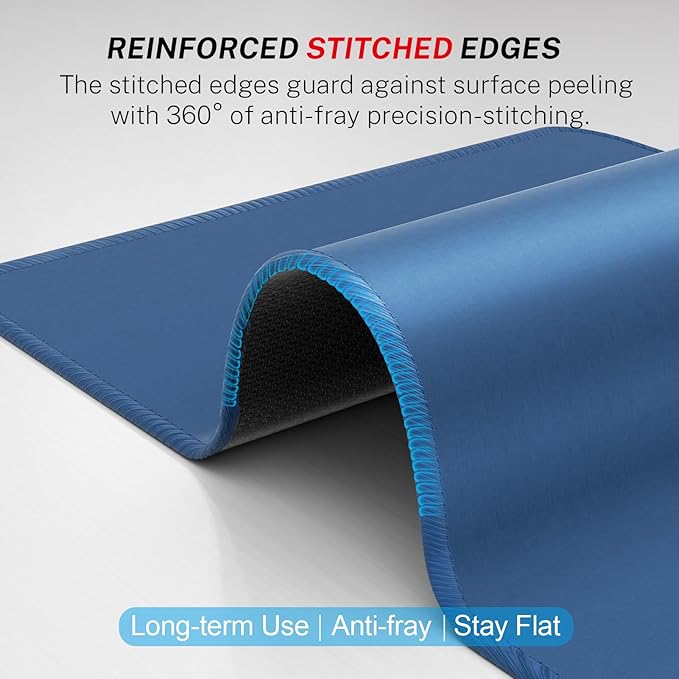 MROCO Mouse Pad [30% Larger] with Anti-Fray Stitched Edges, Premium-Textured Waterproof Surface, Non-Slip Rubber Base, Computer & Gaming Mouse Mat for Laptop, Office & Home, 8.5 x 11 in, Navy Blue