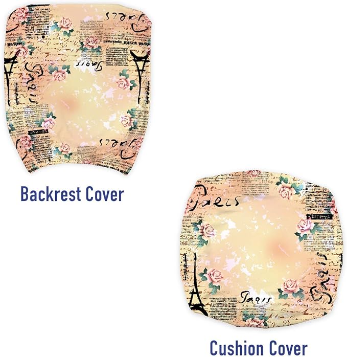 Ambesonne Modern Office Chair Slipcover, French Paris Themed Lettering with Floral Leaves Details Artwork, Protective Stretch Decorative Fabric Cover, Standard Size, Pink Black