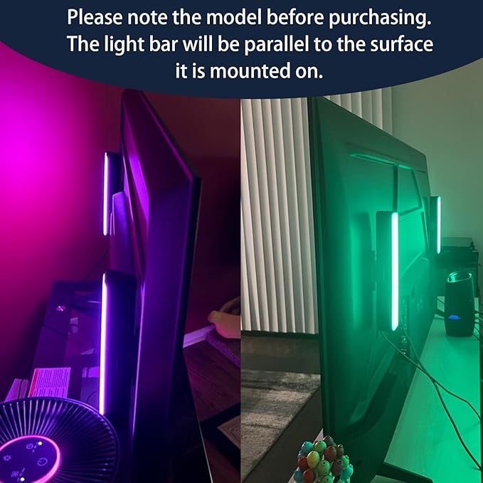 2PCS Horizontal Light Holder Fit for Govee H6056 LED Light Bars & Base Bracket Kit with Self-Adhesive Multiple Installation Options for Monitor/TV Back (Light Bars Not Included)