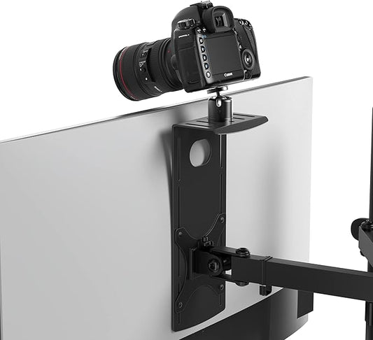 HumanCentric DSLR Monitor Mount Small, Desk Camera Mounting, Light Webcam, Microphone Shelf for Monitor VESA Arm, Replace Clamp Tripods, 100x100mm Patterns, Aluminum, Hardware Included