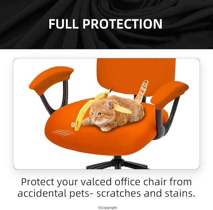 Super Stretchable Separate Office Chair Seat Covers - Universal Spandex Computer Chair Slipcover Washable Rotating Backrest Coverings & Cushion Protectors & Armrest Covers for Dogs, Cats, Pets