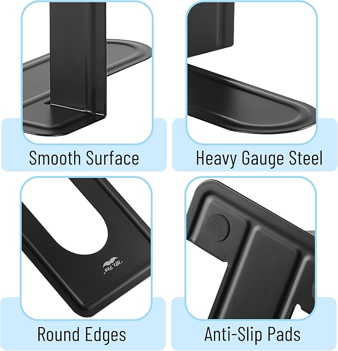 Mr. Pen- Book Ends, 8 Pack, Black, Heavy Duty Metal Bookends for Shelves, Book Holders for Shelves, Metal Bookends