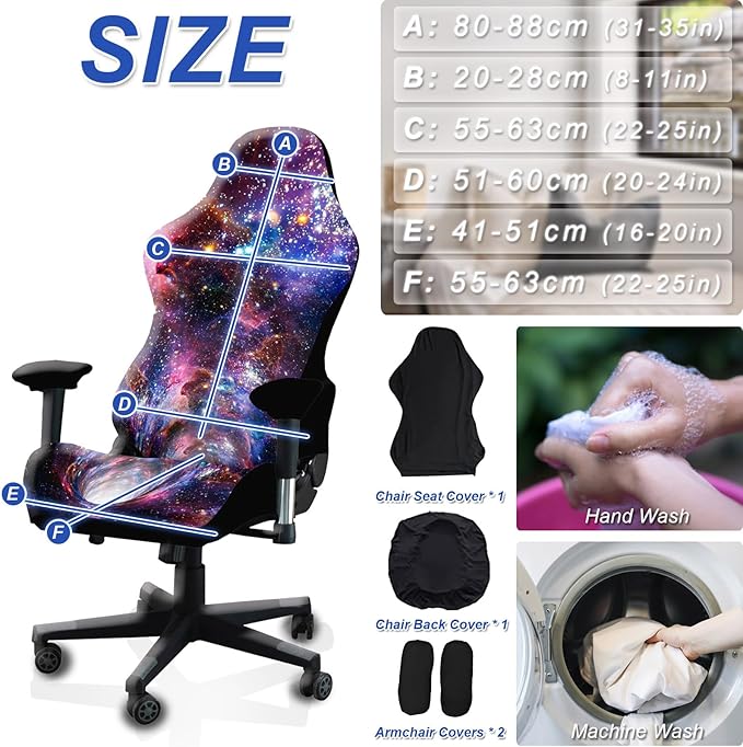 Gaming Chair Covers Slipcovers, 3D Printing Stretchable Elastic Computer Reclining Gaming Chair Seat Cover with Armrest Cover (No Chairs)(E)
