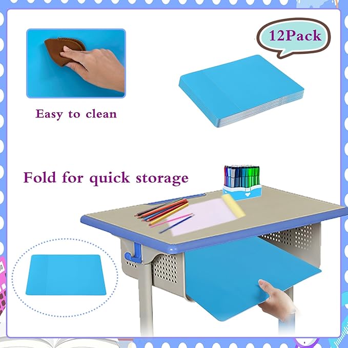 EARTHSON 24 Pcs Privacy Folders for Students, Privacy Dividers for Classroom, Study Carrel Desks Privacy Boards, Privacy Shields Folder for School Teachers Home, Blue