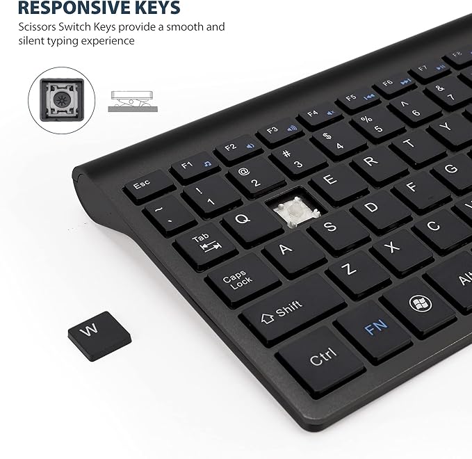 2.4GHz Wireless Vertical Ergonomic Mouse and Keyboard Combo Ultra-Thin Portable Size for PC Desktop Computer Laptop Mac Tablet